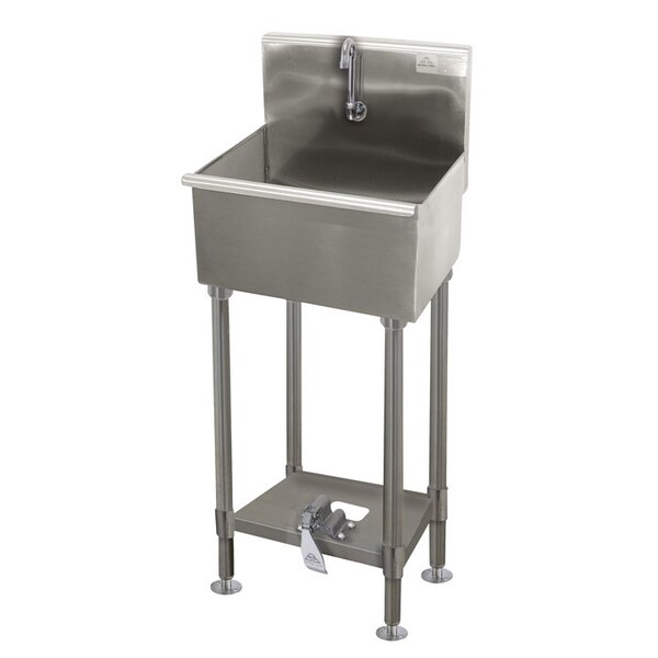 Service Sink, Flr Model W/ Toe-Operated Push Valve, 18"WX17.5"DX42.5"H